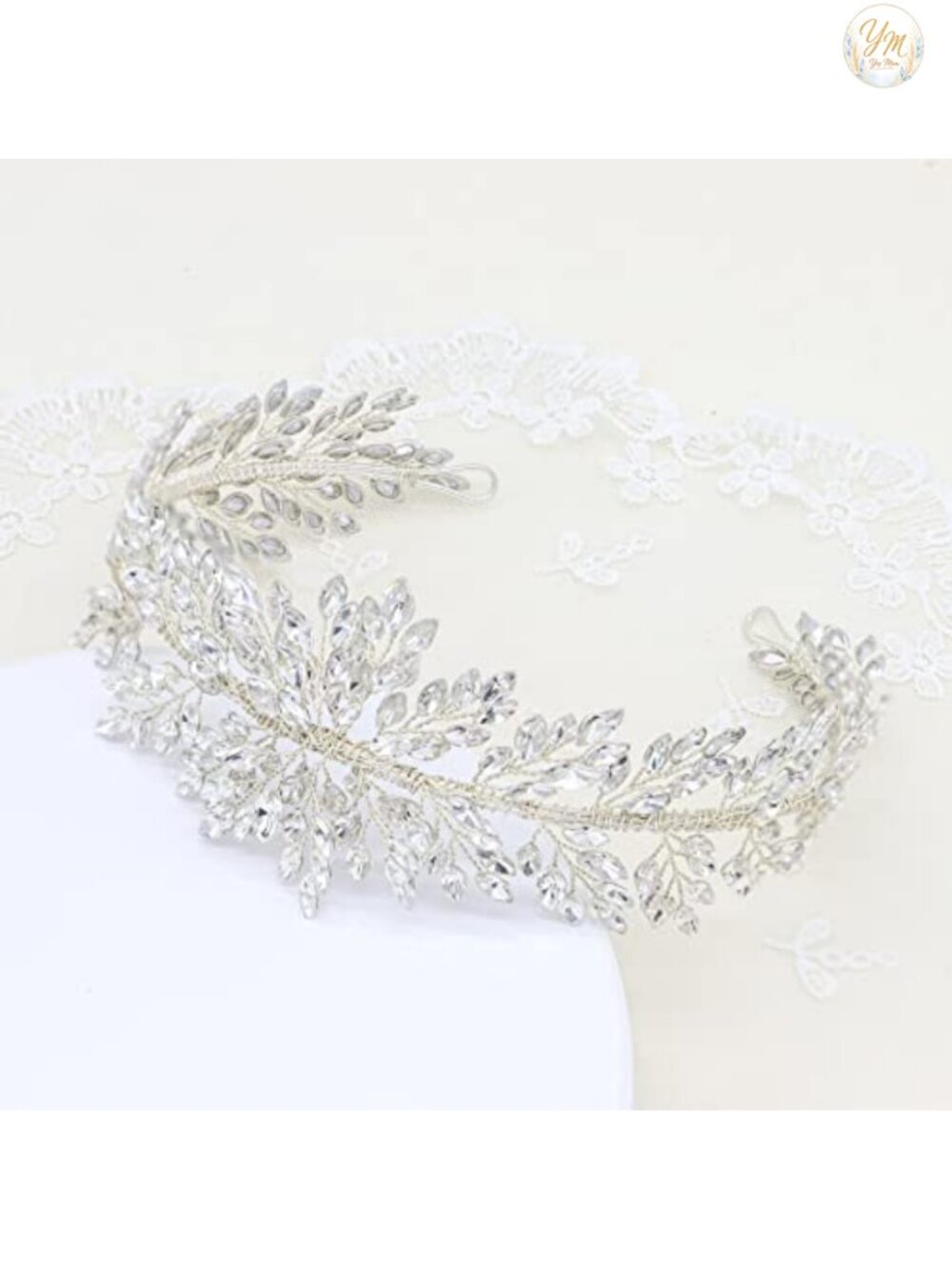 Crystal Bridal Headpiece Wide Wedding Headband Metal Hair Accessory
